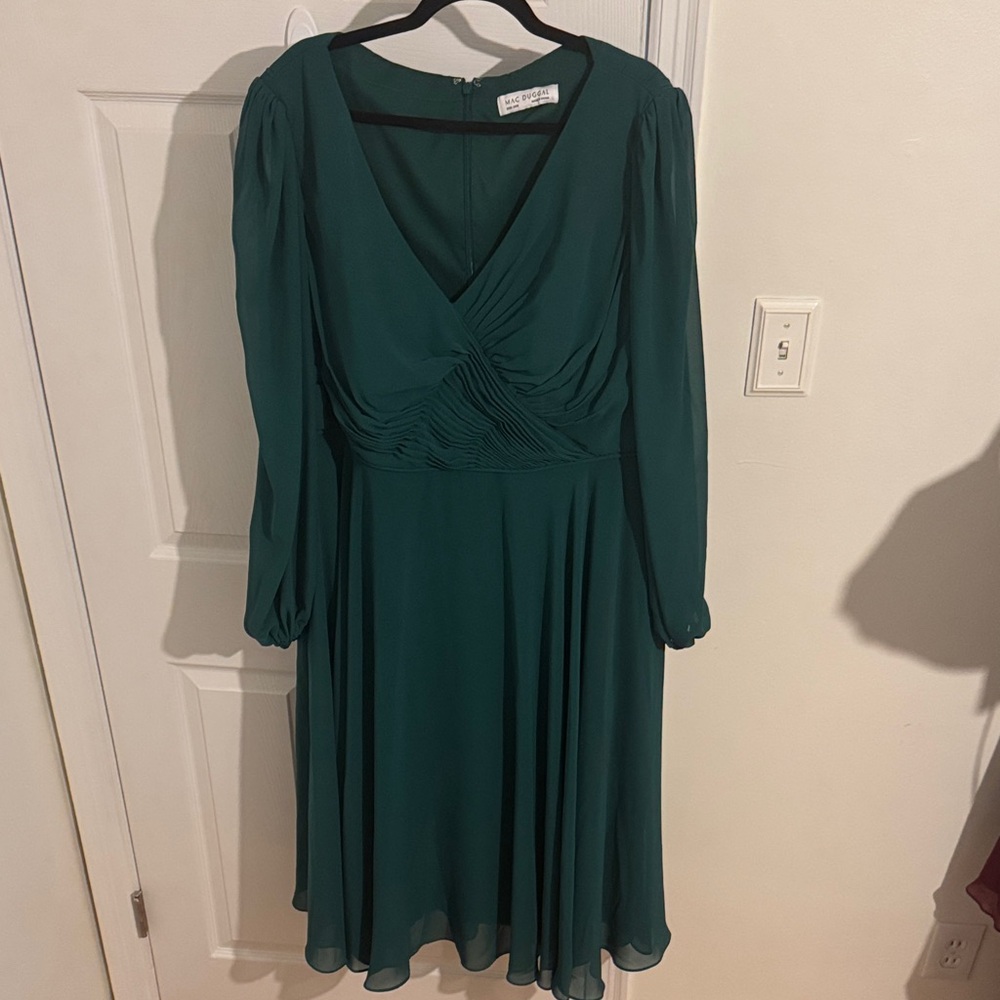 Mac Duggal Teal Long Sleeve Dress